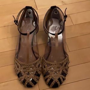 Suede wedge heeled shoes